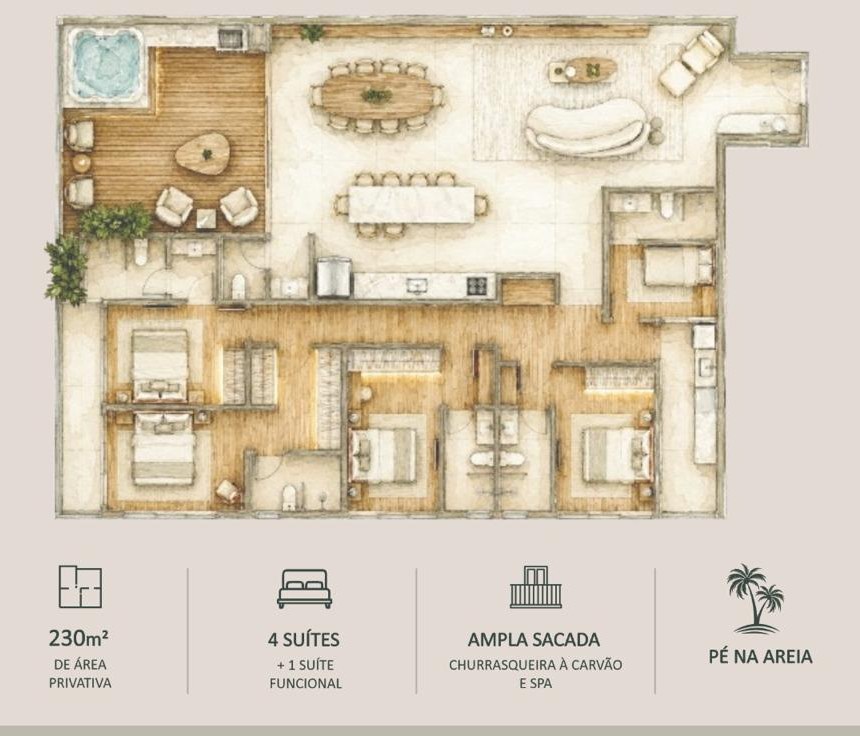 Oportunidade C — planta do apartamento de 233.35 m²